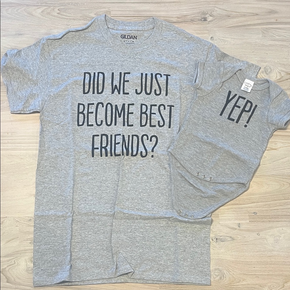 ‘Did we just become best friends?’ Gray T-Shirt and Onesie Set